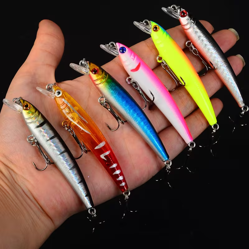 6-Piece Saltwater Minnow Lure Set - Long Cast Fishing Lures