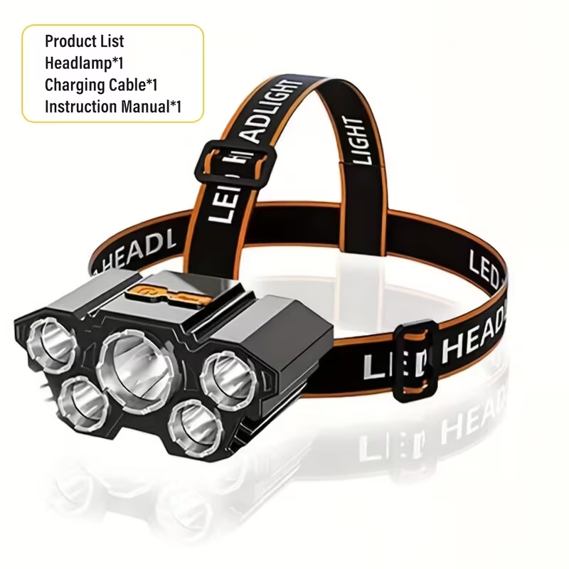 Rechargeable LED Headlamp - 5 LED with 3 Modes