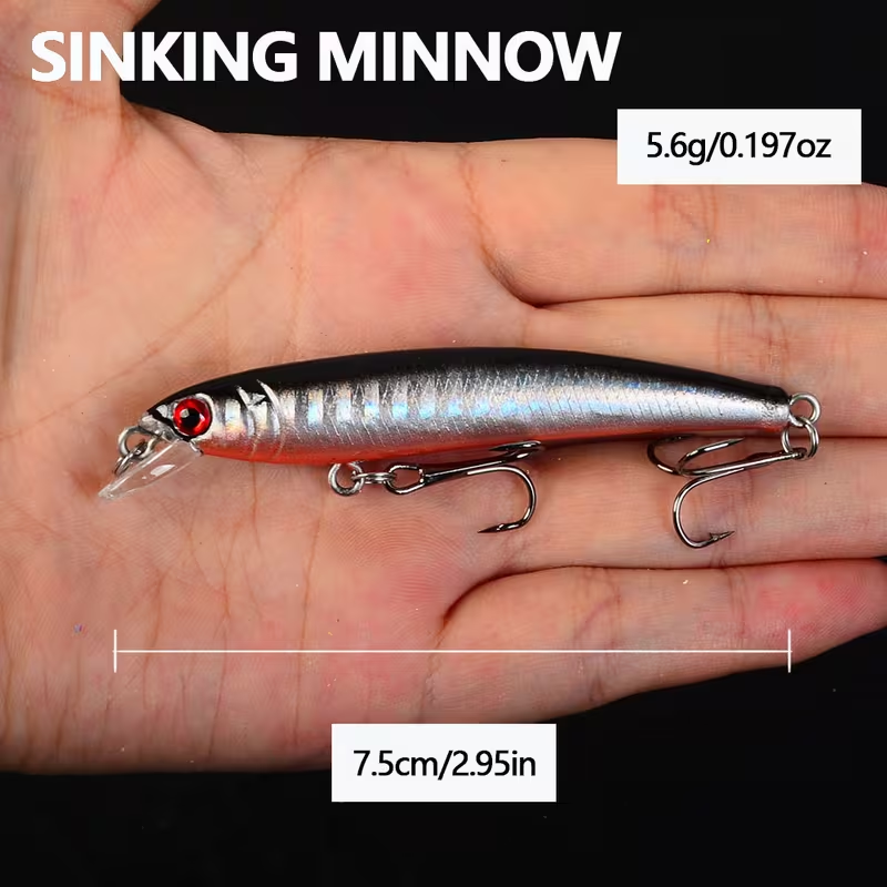 6-Piece Saltwater Minnow Lure Set - Long Cast Fishing Lures