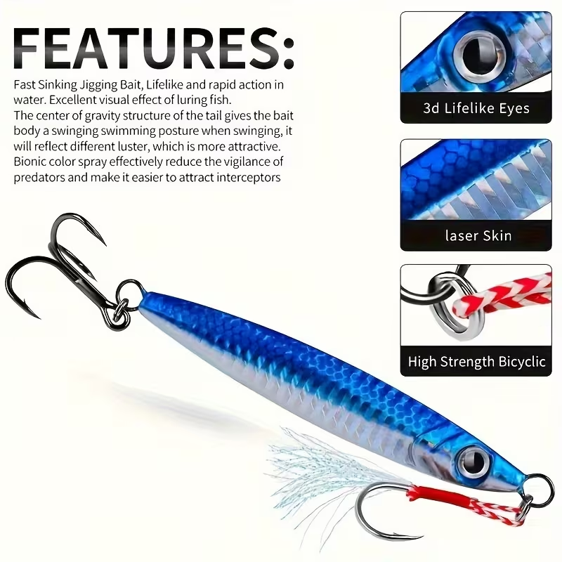 Metal Jigging Lure – Boat & Sea Fishing (30g/60g)